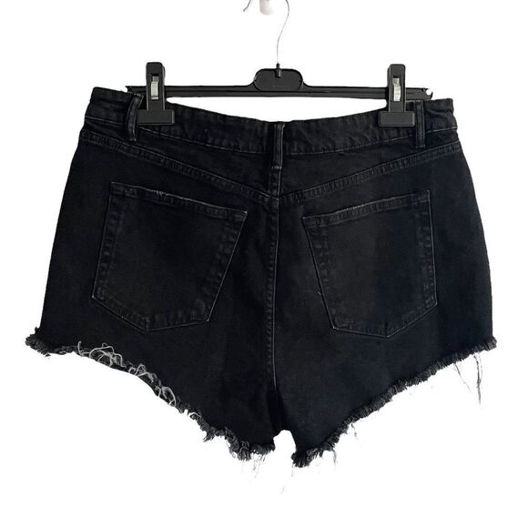Zara Black High Waisted Cut Off Denim Jean Shorts 12 - Picture 2 of 4